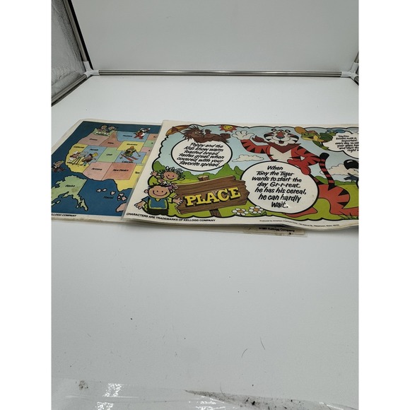 Kellogg'S Other - VTG 1981 Kellogg's Tony the Tiger USA Map DS Placemat kitchen Lot Of 2